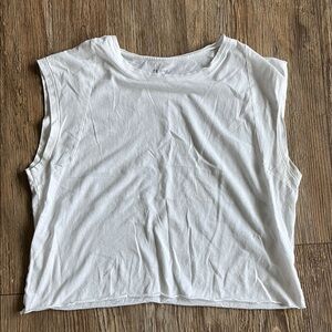 Frame Denim White Sleeveless Muscle Tee Relaxed Fit